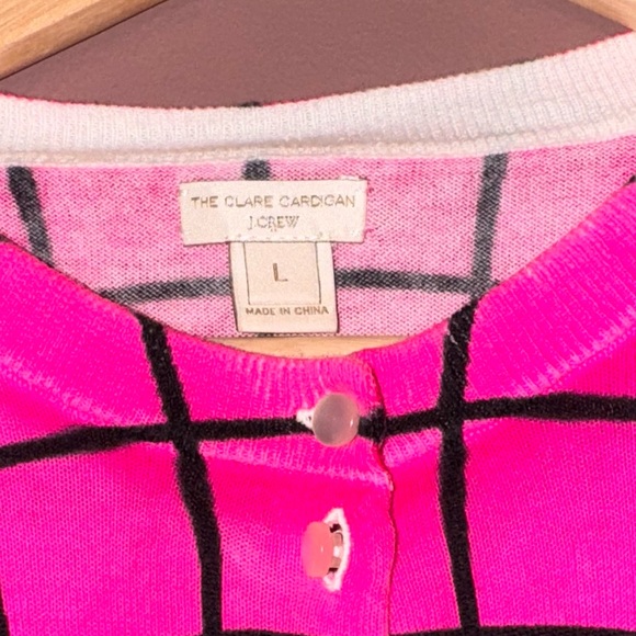 The Clair Crew Chic Pink Grid Button Down Cardigan | L - Picture 8 of 9